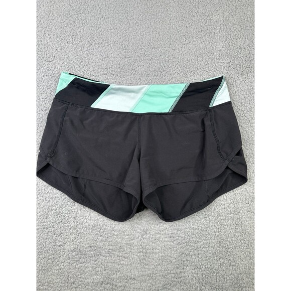 Lululemon Run Speed shorts black and mint green sz 6 - Picture 1 of 6
